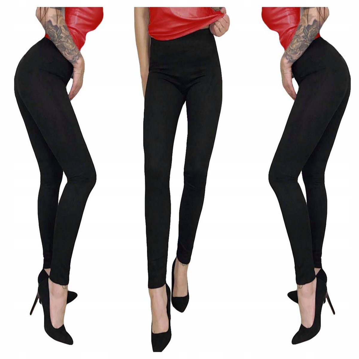 Legginsy Damskie z Wysokim Stanem Modne Getry Spodnie klasyczne Kobiece