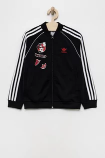 Bluzy damskie - Adidas Originals Originals bluza dziecięca kolor czarny z nadrukiem - grafika 1