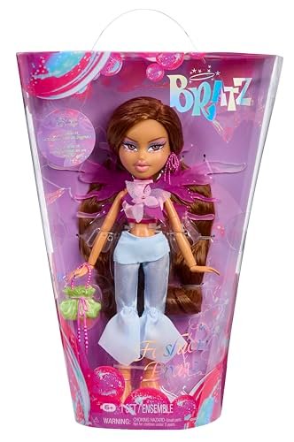 Bratz Fashion Pixiez Yasmin - Kolekcjonerska Lalka Fantasy z Prawdziwymi Ubraniami i Akcesoriami, Skrzydła Zmieniają się w Pierścionek