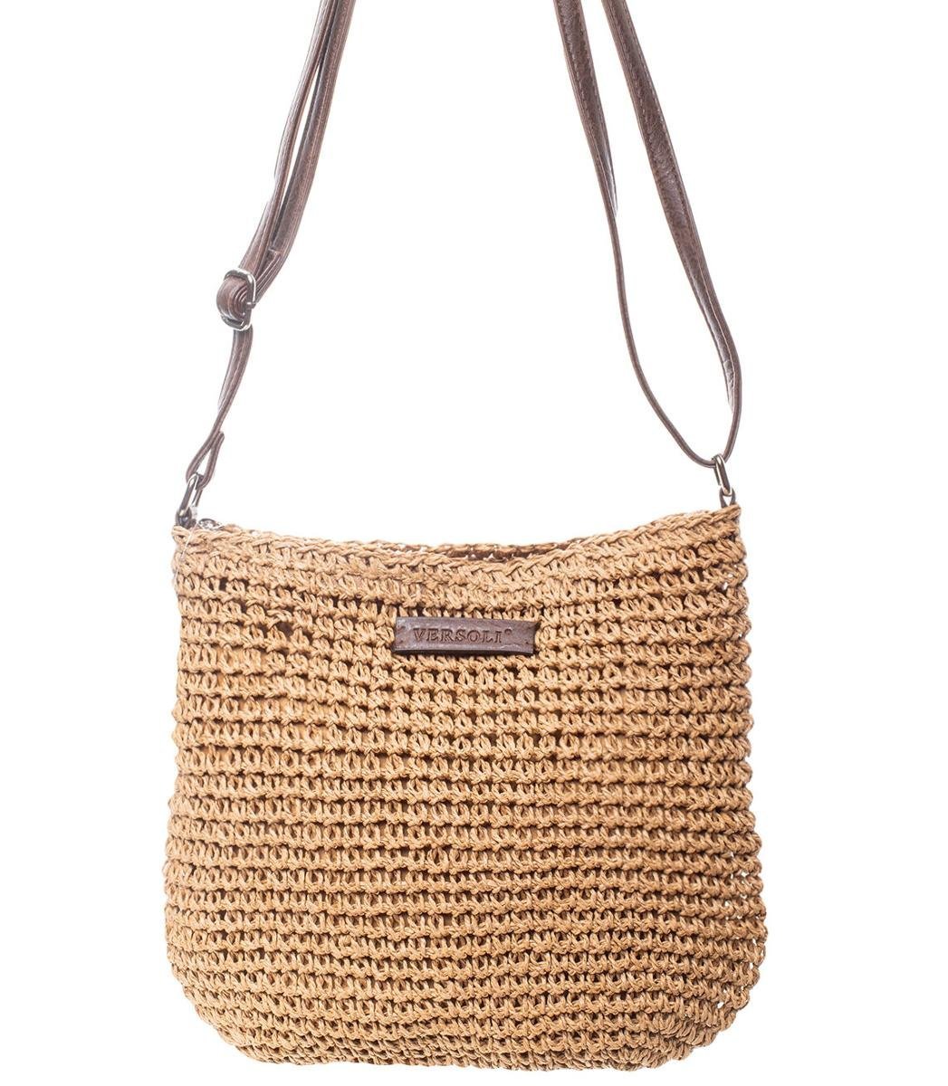 Letnia mała torebka na ramię z plecionki boho