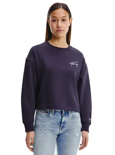 TOMMY HILFIGER BLUZA DAMSKA TJW CROP TOMMY SIGNATURE CREW NAVY DW0DW12041 C87 XS - Bluzy damskie - miniaturka - grafika 1