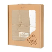 Koce i narzuty dla dzieci - Kocyk 75x100 Muślin Design jasnobeżowy + biały w gwiazdki w pudełku BabyMatex - miniaturka - grafika 1