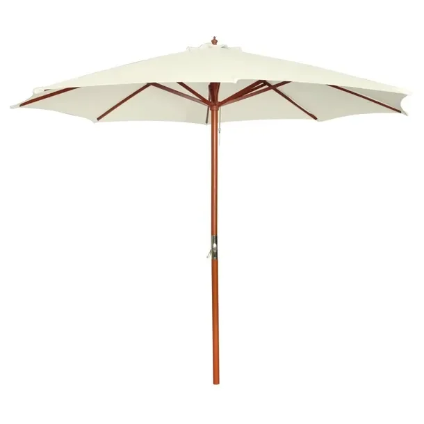 Elegancki Parasol Ogrodowy z Drewnianą Ramą, Biały Piaskowy, 300x258 cm
