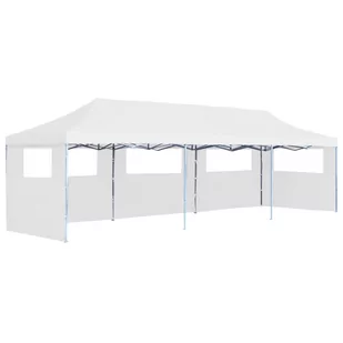 vidaXL Składany namiot imprezowy z 5 ścianami bocznymi, 3 x 9 m, biały 48873 - Pawilony ogrodowe - miniaturka - grafika 1