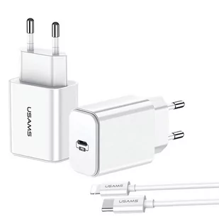 USAMS usams Ładowarka sieciowa 1xUSB-C 3A + lightning Charging biała - Ładowarki do telefonów - miniaturka - grafika 1