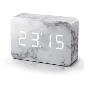 Budzik z dekorem marmuru z białym wyświetlaczem LED Gingko Brick Marble Click Clock - Zegary - miniaturka - grafika 1