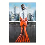 Obrazy i zdjęcia - Obraz metalowy 3D loft KOBIETA W CZERWIENI - miniaturka - grafika 1