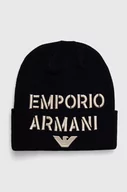Czapki dla dzieci - Emporio Armani czapka z domieszką wełny dziecięca kolor granatowy - miniaturka - grafika 1