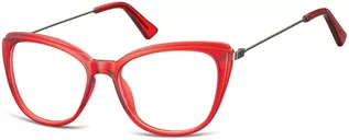 Okulary korekcyjne, oprawki, szkła - Sunoptic Oprawki korekcyjne okulary Kocie Oczy zerówki damskie CP121F czerwone - grafika 1