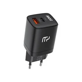 Ładowarka sieciowa myPhone SwiftCharge Duo, USB-A/USB-C, 20W (ATCUSBCPD20WMYBK) Czarna - Ładowarki do telefonów - miniaturka - grafika 1