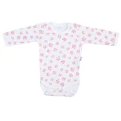 Body dla niemowląt - Body z długim rękawem kwiaty ecru - miniaturka - grafika 1