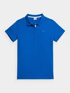 Koszulki i topy damskie - 4F Damska koszulka polo slim Niebieska kołnierzyk na 3 guziki Roz XS - miniaturka - grafika 1