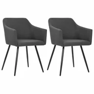 Krzesła - vidaXL Krzesła do jadalni, 2 szt., ciemnoszare, materiałowe - miniaturka - grafika 1