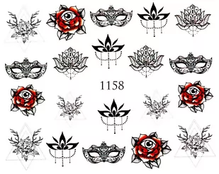 Naklejki wodne na paznokcie - nr 1158 - Ozdoby do paznokci - miniaturka - grafika 1