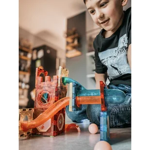 WOOPIE Klocki Magnetyczne Tor Kulkowy Świetlny 75 el. - Tory, garaże, parkingi - miniaturka - grafika 10