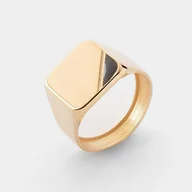 Pierścionki - Srebrny Kwadratowy Sygnet Męski : Rozmiar Pierścionka - Srebro - 25 |Uk:V | Φ20,67 Mm, Srebro - Kolor Pokrycia - Pokrycie Żółtym 18K Złotem - miniaturka - grafika 1