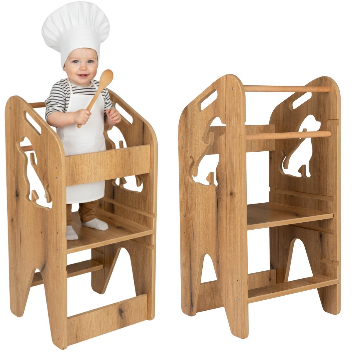 Pomocnik kuchenny regulowany Kitchen Helper miś MDF drewno +kolorowanka VERK.design