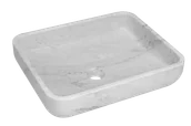 Umywalki - ALANAD AD GALERAS 51x39,5 biała Kamienna umywalka nablatowa 51x39,5 biała - miniaturka - grafika 1