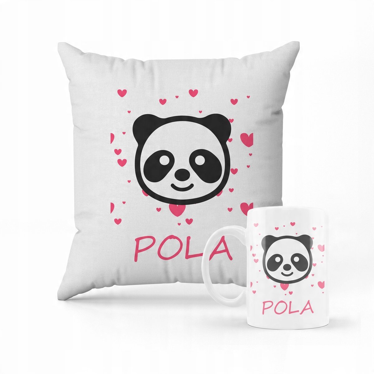 Zestaw Poduszka + Kubek Panda Prezent Imię Dziecko