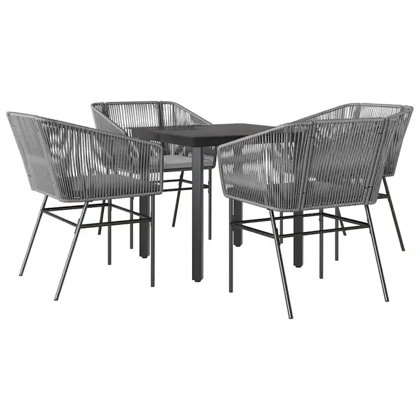 Zestaw mebli ogrodowych czarny z rattanem PE, stół 80x80x74 cm, krzesła sza