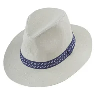 Czapki męskie - Kapelusz letni typu panama kremowy w kotwice EM 21 - EM Men's Accessories - miniaturka - grafika 1