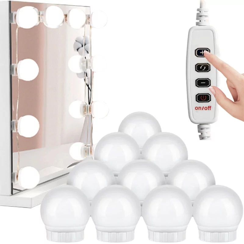 Lampki 10x LED Alogy na lustro do toaletki lustra makijażu światełka z USB 10W 10 szt. białe