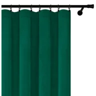 Zasłony - Voppi Zasłona welurowa z taśmą marszczącą na żabki 140 x 160 cm krótka zielona półzaciemniająca uniwersalna zasłona do pokoju salonu - miniaturka - grafika 1