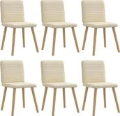 Krzesła - Krzesła stołowe, 6 szt., kremowe, tapicerowane tkaniną - miniaturka - grafika 1