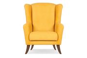 Fotele - Skandynawski fotel uszak żółty LAMBER - miniaturka - grafika 1