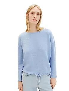 Bluza damska TOM TAILOR ze strukturą i sznurkiem, 26320-niebieski stonington, XXL - Bluzy damskie - miniaturka - grafika 1