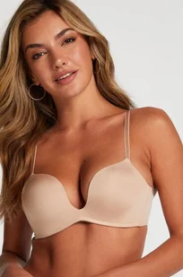 Hunkemöller Usztywniony biustonosz push-up z fiszbinami Deep-V Beżowy - Biustonosze - miniaturka - grafika 1