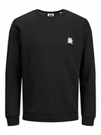 Bluzy męskie - Jack & Jones Męska bluza z kapturem JCOSPACE Jam Logo Sweat Crew Neck, czarny/dopasowanie: luźny, L, Black/Fit:relaxed, L - miniaturka - grafika 1