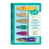 Przybory szkolne - Tęczowe kredki świecowe zestaw 6 sztuk – Djeco - miniaturka - grafika 1