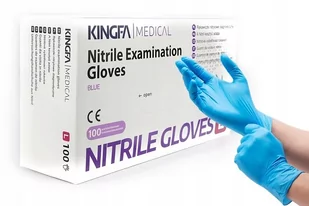 Kingfa, Rękawice nitrylowe bezpudrowe, Niebieski - Rękawiczki jednorazowe - miniaturka - grafika 1