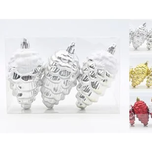 Bombka plastikowa szyszka 3 sztuki złoty / czerwony / srebrny - Bombki - miniaturka - grafika 1