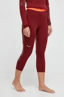 Spodnie sportowe damskie - Salewa legginsy funkcyjne kolor bordowy - miniaturka - grafika 1