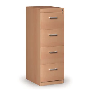 B2B Partner Drewniana szafa kartotekowa, 4 szuflady, buk kart 4x4 buk - Szafy biurowe - miniaturka - grafika 1