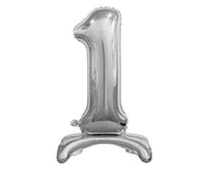 Balony i akcesoria - Godan Balon foliowy stojący cyfra 1 srebrna - 74 cm BC-ASS1 - miniaturka - grafika 1
