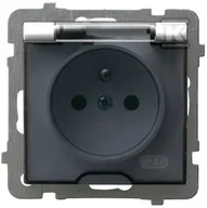 Klawisze i ramki - Ospel SA AS gniazdo bryzgoszczelne z uziemieniem, IP44 16A, 250V zaciski gwintowe klapka dymna, BIAŁY - miniaturka - grafika 1