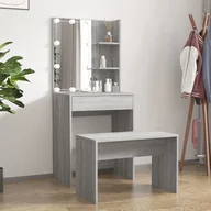 Toaletki - Zestaw z toaletką i oświetleniem LED, szary dąb sonoma - miniaturka - grafika 1