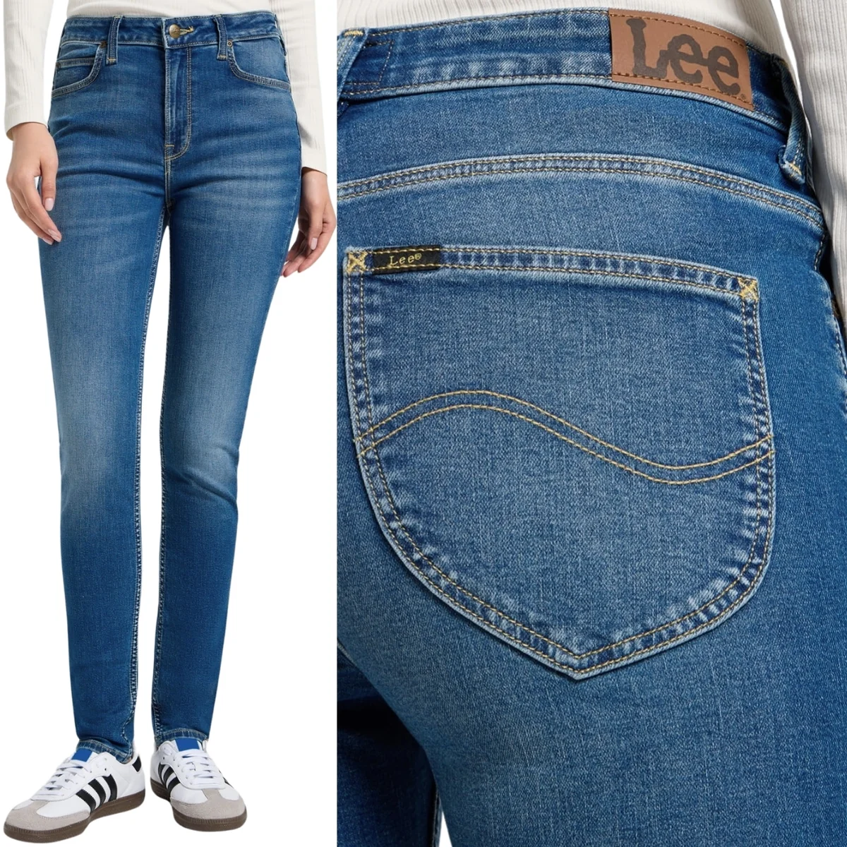 Lee Scarlett High IndigoPeak wysokie damskie spodnie jeansowe rurki W26 L33