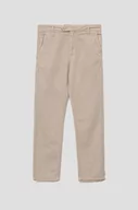 Spodnie i spodenki dla chłopców - Guess spodnie lniane dziecięce kolor beżowy gładkie - miniaturka - grafika 1