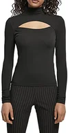 Koszulki i topy damskie - Urban Classics Damska koszulka z długim rękawem z wycięciami, czarny, S - miniaturka - grafika 1