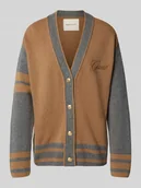 Swetry damskie - Kurtka z dzianiny z listwą guzikową - miniaturka - grafika 1