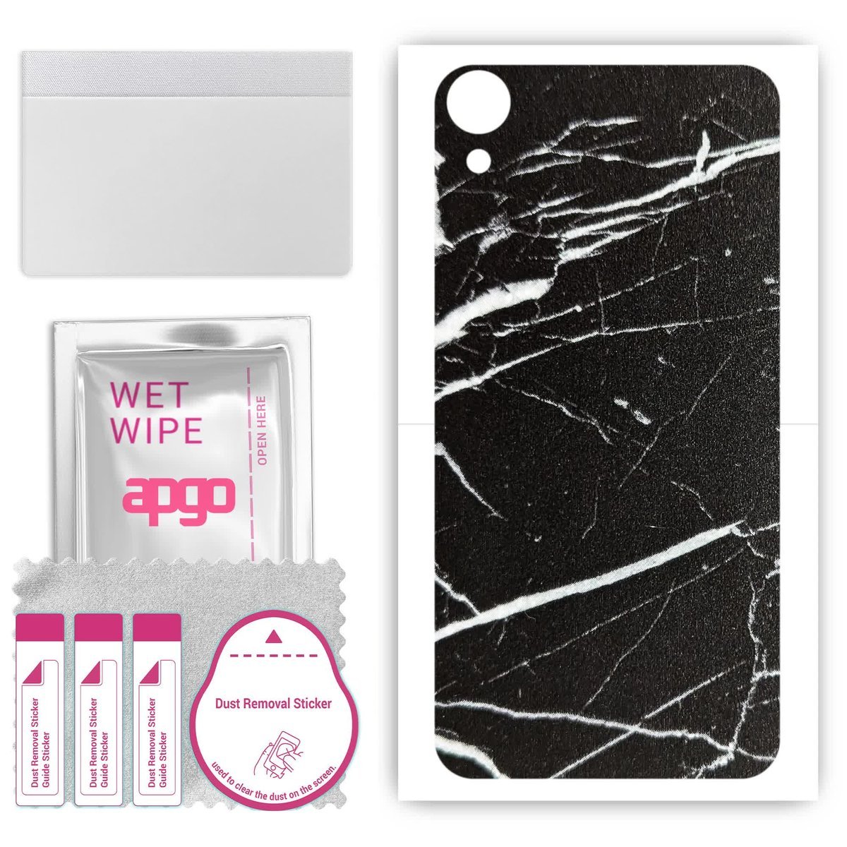 Folia naklejka skórka strukturalna na TYŁ do HTC Desire 820 - Marmur Ciemny - apgo SKINS