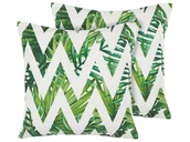 Poduszki ogrodowe - Beliani Zestaw 2 poduszek ogrodowych zygzak 45 x 45 cm biały z zielonym BRENTO - miniaturka - grafika 1