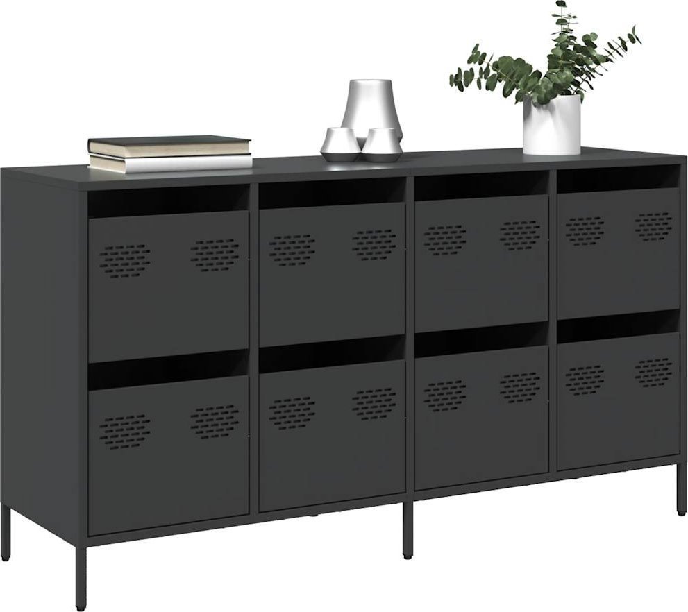 vidaXL Szafka, czarna, 135x39x73,5 cm, stal walcowana na zimno