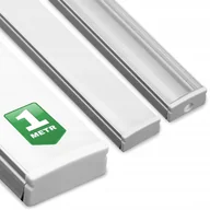 Akcesoria do oświetlenia - Profil Aluminiowy do LED KM36 Srebrny Natynkowy 1m + Przesłona mleczna + Zaślepki - miniaturka - grafika 1