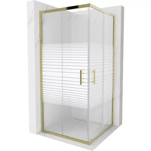 Mexen Rio kabina prysznicowa kwadratowa 90x90 cm, pasy, złota - Kabiny prysznicowe - miniaturka - grafika 1