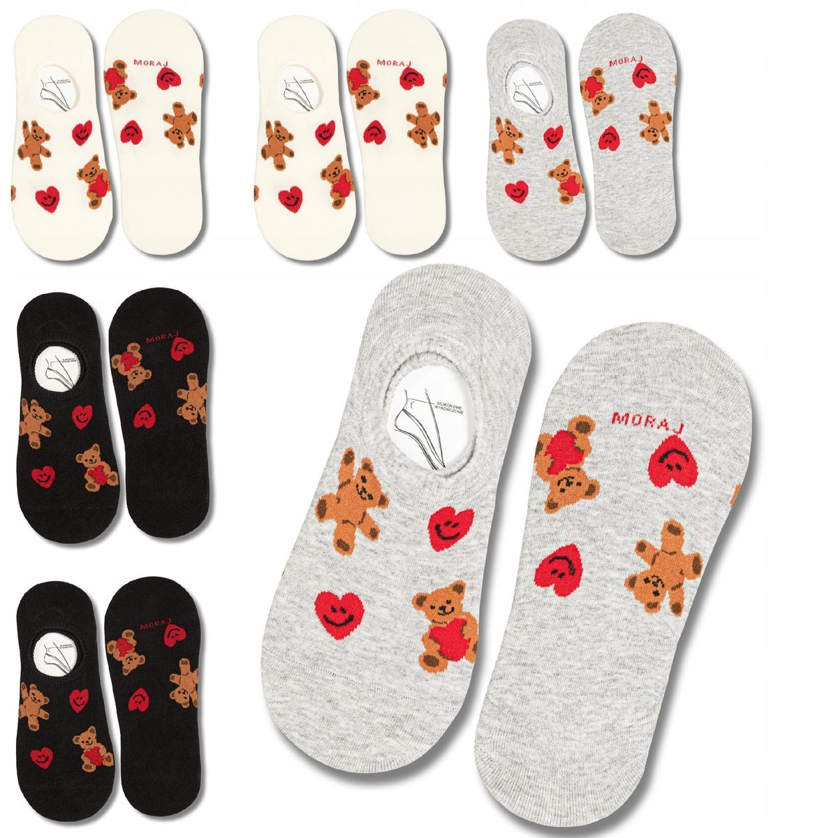 NISKIE STOPKI SKARPETKI DAMSKIE BALERINY Z SILIKONEM 6-PAK MORAJ 38-41